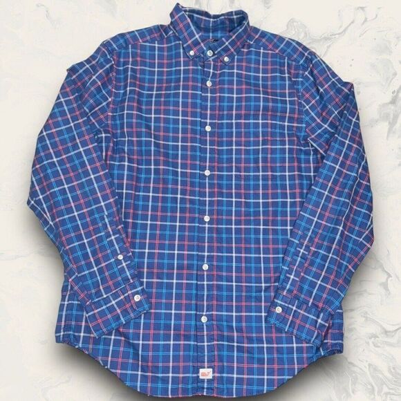 Vineyard Vines Murray Shirt Blue Red Long Sleeve Button Down Men’s Size Medium - Picture 1 of 6